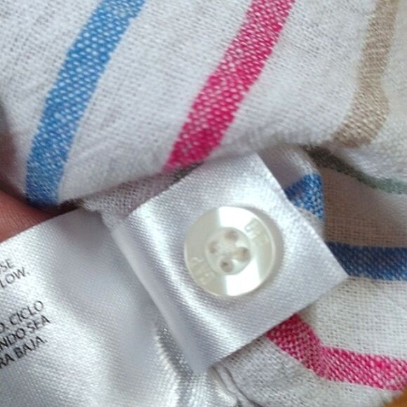 GAP Long Sleeve Striped White Linen Rayon Blend Button Down Shirt Size XS - Picture 4 of 8